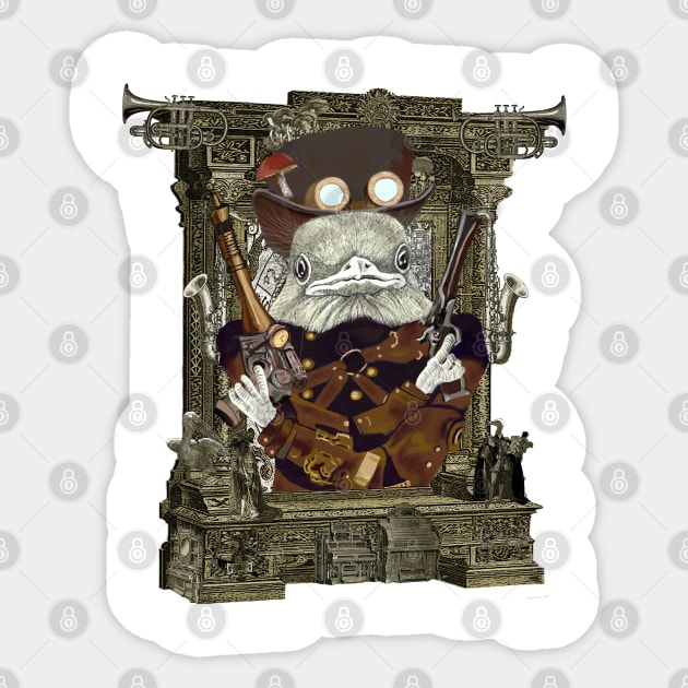 Wild West Bird Ranger with Mushroom Hat in Steampunk Frame Sticker by FelisSimha